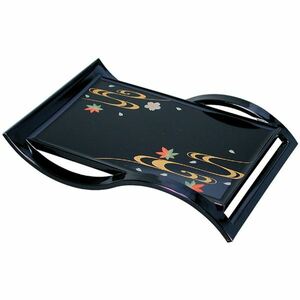 【新品】ウェーブ盛器/和食器 【立田川/黒乾漆 A】 240×170×37mm 日本製 〔和食 レストラン 居酒屋 店舗 お店〕