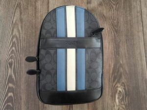 コーチ COACH PVC+レザー ボディバッグ ワンショルダーバッグ ブルー+ホワイト+ブラック メンズ 26067 保存袋付き 新品未使用