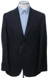 【JK580】ジョルジオアルマーニ黒ラベルのネイビー・カシミアジャケット・紺色ブレザー・紺ブレ(54) 新品セール！
