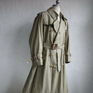 BURBERRY 一枚袖 トレンチコート コットン100% 玉虫カーキ 英国イングランド製 ノバチェック ヴィンテージバーバリー SHT 44 / M～Lサイズ 