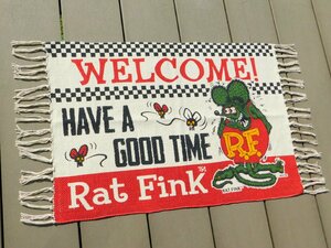 【Rat Fink・ラットフィンク】※《アメリカンスタイル・コットンマット》　サイズ500×700mm　アメリカン雑貨　ラグ　