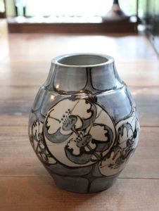 【モダンな焼き物】 陶器 花瓶 花入れ ファイアンス窯風 花器 フラワーベース