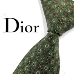 ◆良品◆Christian Dior ネクタイ 緑 ヨーロッパ風柄 カジュアル