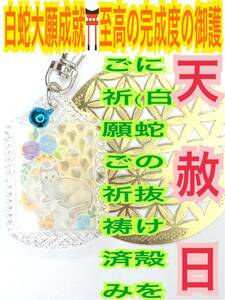 白蛇の抜け殻 脱け殻 福招鈴 キーホルダー 金箔 メモリーオイル 強力な白蛇のお守り【天赦日,定期的ご祈祷済み】財布 猫 ネコ ねこ 25