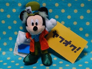 TDL27周年アニバーサリーイヤー◎マッドハッターミッキーぬいぐるみバッジ キーチェーン◎不思議の国のアリス◎ディズニーTDS帽子屋 バッヂ