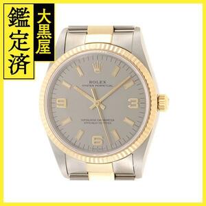 ROLEX　ロレックス　オイスター　パーペチュアル　14233　グレー文字盤　YG/SS　S番　1996年　2141100589847【432】