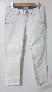 Pepe Jeans ペペ ジーンズ ホワイトデニム 白 パンツ W28 膝ダメージ加工 春夏向き 8、9分丈ぐらい コットン100%