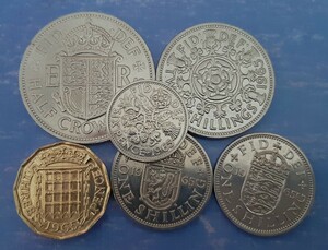 1965年 英国 6種類 コイン セットイギリス 3ペンス 6ペンス シリングフロリン ハーフクラウン#1965年 #英国 #コイン #イギリス 
