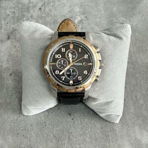 ★ FOSSIL DEAN フォッシル　クロノグラフ ブラックレザーウォッチ