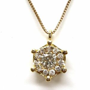 ◆K18 天然ダイヤモンドネックレス◆M 約1.8g 約40.5cm diamond necklace jewelry ジュエリー　EA9/EA9
