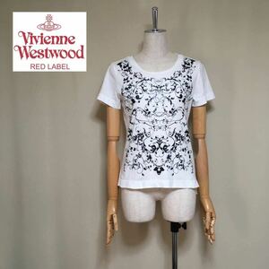 【Vivienne Westwood】ヴィヴィアンウエストウッド レッドレーベル ボタニカルプリント 半袖Tシャツ サイズ2/M相当 白 レディース 日本製