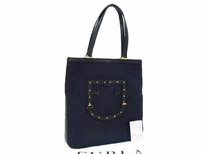 1円 ■新品■未使用■ FURLA フルラ フォルテッツァ デニム×レザー トートバッグ ショルダーバッグ 肩掛け レディース ネイビー系 BF2836