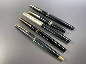 PILOT パイロット 万年筆 E-300 エリート ペン先 14K／モンブラン 221 万年筆 14K／PARKER USA／まとめて5本　全て氏名刻印あり