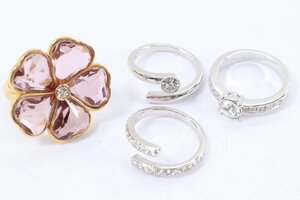 【4点】SWAROVSKI スワロフスキー リング 指輪 ラインストーン 花 アクセサリー レディース まとめ売り 4224-A