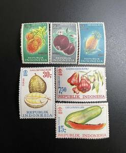 外国切手 60年代 インドネシア切手 果物 6種