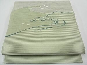 平和屋1■夏物　八寸名古屋帯　絽綴れ　立波文　銀糸　逸品　未使用　CAAC6793tx