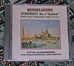メンデルスゾーン　交響曲第４番　イタリア　真夏の夜のための音楽　指揮　クレンペラー　演奏　フィルハーモニア管弦楽団