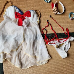 プリンセスコネクト　ぺコリーヌ　Mサイズ同等　一円スタートコスプレ衣裳　ロングウィッグあり　白い水着薄い生地で下は伸縮性があります