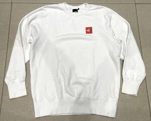 美品 THE NORTH FACE ノースフェイス NSE STAR BOX LOGO CREW SWEAT スターボックスロゴ スウェット XL 白 国内正規品 ゴールドウイン