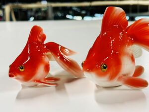 ●　ノリタケ　金魚 2匹セット オールド ボーンチャイナ 陶器 インテリア 置物 アンティーク