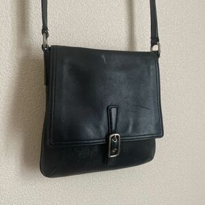 old COACH レザー ショルダーバッグ 黒 ブラック vintage ヴィンテージ コーチ 肩がけ 男女兼用