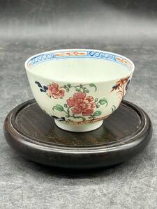 r6051012 中国美術　煎茶碗　花柄　茶道具　