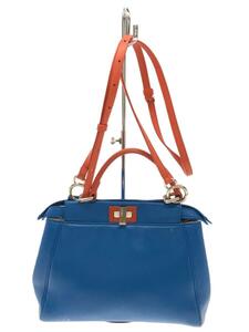 FENDI◆ピーカブー/全体的にスレ有/表面乾燥ヒビ有/ショルダーバッグ/レザー/BLU