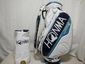 HONMA GOLF TOUR WORLD 本間ゴルフ 9.5型 ３点式★中古★良品★ツアー プロモデル(WH×BLUE)ゴルフ キャディバック
