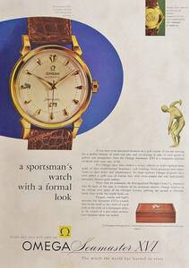 稀少・時計広告！1957年オメガ 時計広告/Omega Seamaster XVI/Automatic Watch/R
