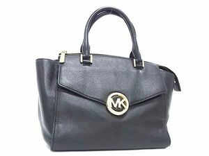 1円 ■極美品■ MICHAEL KORS マイケルコース 35H4GHUS3L レザー ゴールド金具 ハンドバッグ トートバッグ レディース ブラック系 AZ1787