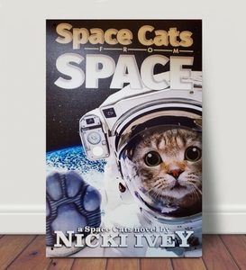 ブリキ看板　HANAKO　レトロ　猫の看板　T45　茶トラ　キジトラ　SPACE CAT　猫の宇宙士　ウェルカムボード