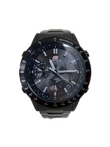 CASIO◆EDIFICE/エディフィス/ソーラー腕時計/アナログ/ステンレス/BLK/BLK/SS/EQW-55