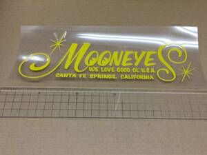 MOONEYES Logo 大きめ 120円発送可 約25cm×8.5cm 抜きデカール ステッカー ムーンアイズ 大！ 黄 シール デカール イエロー ロゴ