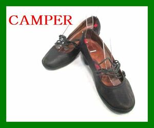 1599円 CAMPER 靴 パンプス レザー 黒×ダークグリーン
