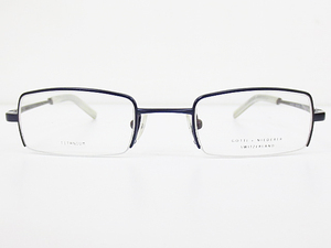 ∞【デッドストック】GOTTI+NIEDERER ゲッティ 眼鏡 メガネフレーム BONO 44[]21 メタル チタン ナイロール ネイビー 日本製 □H8