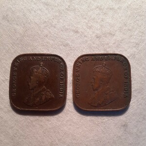 海峡植民地 1セントコイン 年号違い2枚まとめて 1919年 1920年 ジョージ5世 イギリス領 マレーシア インド 青銅貨