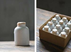 NO.07002 古い白磁の染料瓶 12本set 検索用語→Aアンティークビンテージ統制陶器代用品古道具