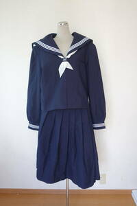 セーラー服 スカート スカーフ２枚 上下4点セット 180B　大きいサイズ 特大　濃紺 白3本線 女子 学生服 中学 高校 