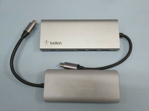 2個セット●●Belkin/OOWOLF F4U092など マルチメディアハブ ベルキン TypeC Mulltifunctional PC周辺機器 USED 92654●●！！