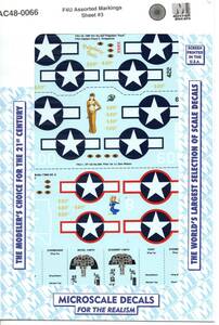 1/48　マイクロスケールデカール　　AC48-0066 F4U Assorted Markings Sheet #3 