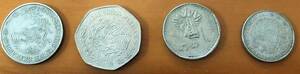 メキシコ　ペソ　コイン　硬貨　4枚セット　50センタボ　1/5/10ペソ　コレクション　長期家庭保管品