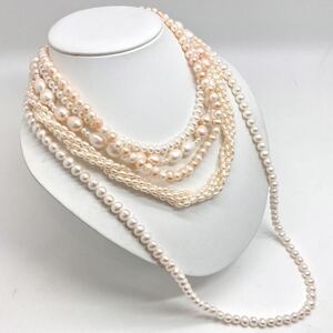 「淡水パールネックレスおまとめ」a 約230.5g 真珠 ケシ バロック ベビー pearl Pearl necklace jewelry silver DA0