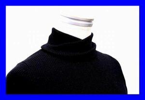 ■美品 インディヴィ INDIVI セーター チュニック ニット 半袖 タートルネック 毛 ウール１００％ 黒 ブラック Ｍサイズ ３８ F3773