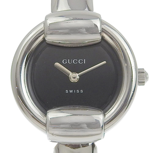 GUCCI グッチ 1400L 腕時計 SS シルバー クオーツ アナログ表示 レディース 黒文字盤【I162823025】中古