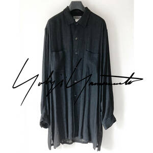 【美品】Yohji Yamamoto POUR HOMME 98ss ロングシャツ リネン レーヨン メンズ ブラック ヨウジヤマモト ヴィンテージ