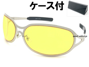 METAL OVAL SUNGLASS SILVER × YELLOW + メガネケース BLACK/メタルオーバルサングラスlenny kravitzレニークラビッツhideモデルx japan