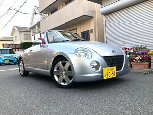 コペン車検取立てR8年4月★走行76500km★電動オープン動作OK★赤革インテリア/ナビ＆ワンセグ（走行中TV視聴OK）/シートヒーター★機関快調