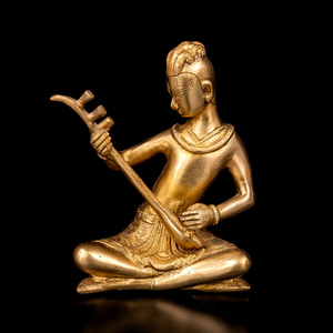 送料無料 音楽家 ヴィーナ 弦楽器 ヒンドゥー ヴィーナ奏者像 美しいブラス製 神様像 アーティスト インド