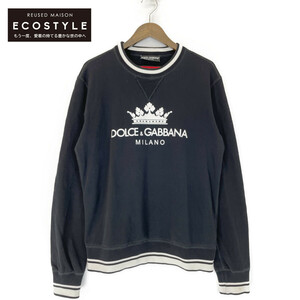 Dolce&Gabbana ドルチェアンドガッバーナ G9LE3T HU7AL 18SS CZARNY SWETER DG MILANO ブラック 46 トップス コットン メンズ 中古