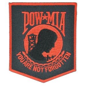 ミリタリーパッチ POW MIA 戦争捕虜 アイロンシート付 [ レッド ] 戦闘中行方不明 | ミリタリーミリタリーパッチ